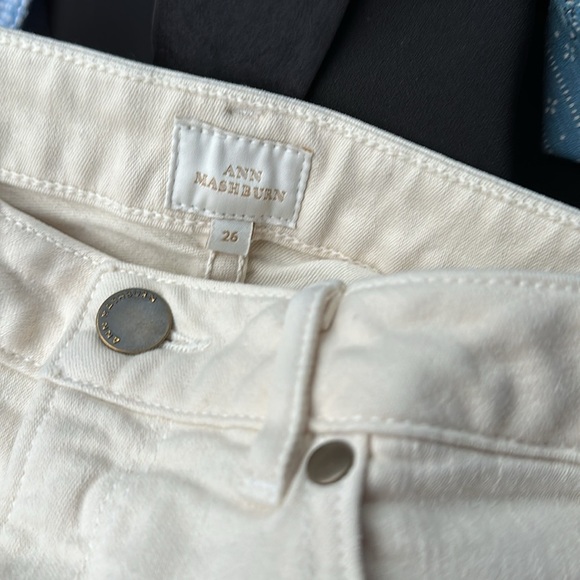 Ann Mashburn Flare Cropped 5-Pocket Pant Ivory Stretch Cord spring cream 26 - Picture 2 of 3